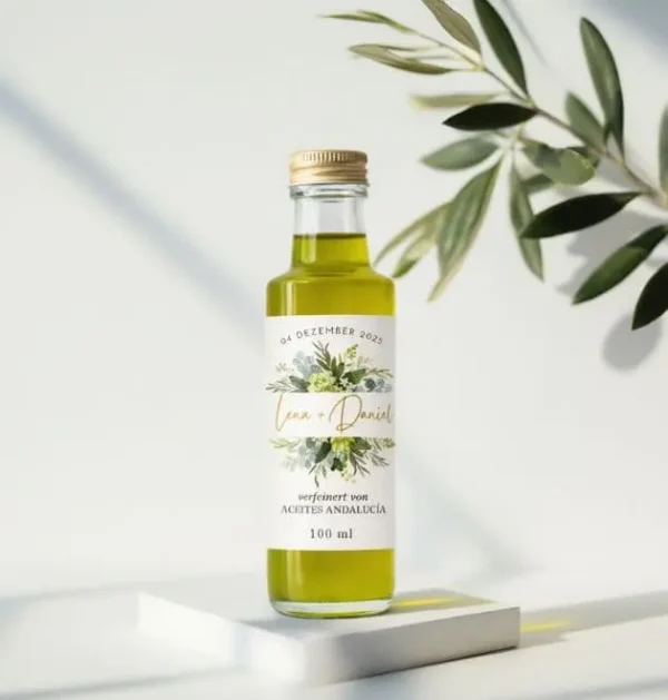 Flasche mit personalisiertem Etikett. Ungefiltert