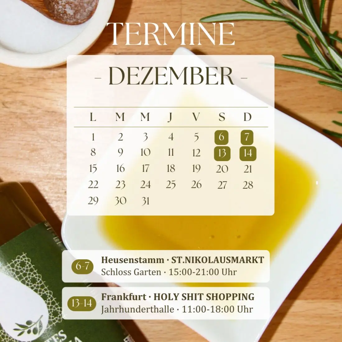 Weihnachtsmärkte im Dezember Aceites Andalucia